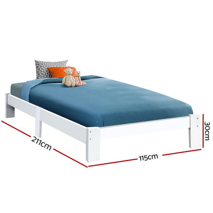 Artiss Bed Frame King Single Size Wooden White JADE.
