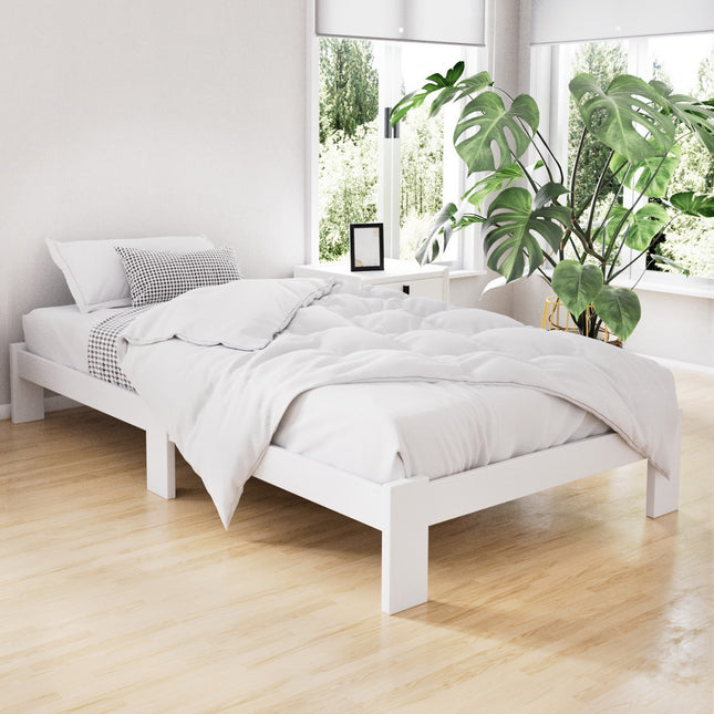 Artiss Bed Frame King Single Size Wooden White JADE.