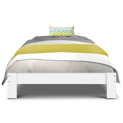 Artiss Bed Frame Single Size Wooden White JADE.
