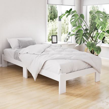 Artiss Bed Frame Single Size Wooden White JADE.