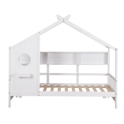 Artiss Kids Single Bed Frame House Bed Solid Wood Montessori Bed for Toddler White.