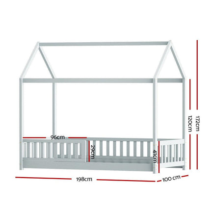 Artiss Bed Frame Wooden Kids House Frame Grey ROCK.