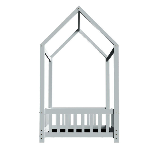 Artiss Bed Frame Wooden Kids House Frame Grey ROCK.