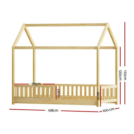 Artiss Bed Frame Wooden Kids House Frame Oak ROCK.