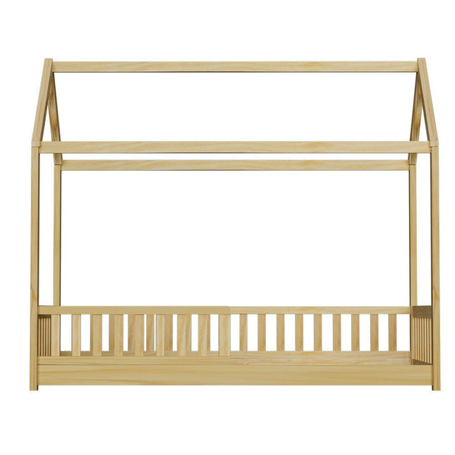 Artiss Bed Frame Wooden Kids House Frame Oak ROCK.