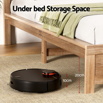 Artiss Bed Frame Double Size Wooden Acacia Wood OATMEAL.