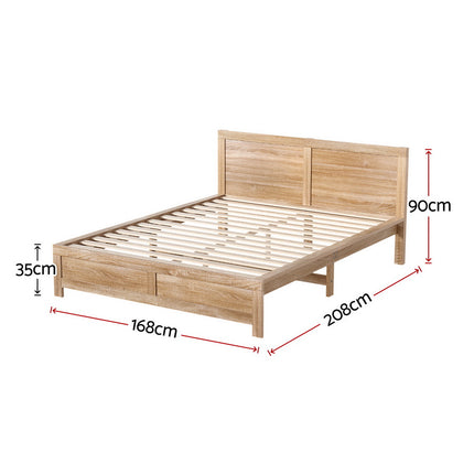 Artiss Bed Frame Queen Size Wooden Acacia Wood OATMEAL.