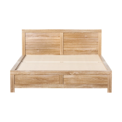 Artiss Bed Frame Queen Size Wooden Acacia Wood OATMEAL.