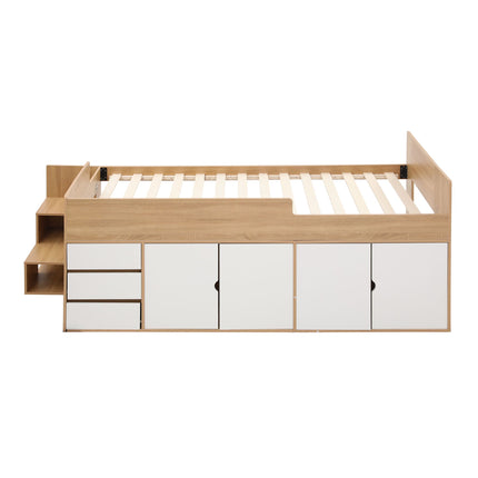 Artiss King Single Bed Frame with Storage, 3 Drawers and Two-Step Access, 2 Cabinets