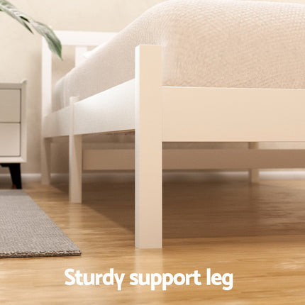 Artiss Bed Frame Double Size Wooden Platform with 2 Storage Drawers White SOFIE.