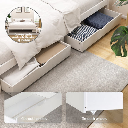 Artiss Bed Frame Queen Size Wooden Platform with 2 Storage Drawers White.