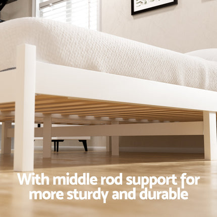 Artiss Bed Frame Queen Size Wooden Platform with 2 Storage Drawers White.