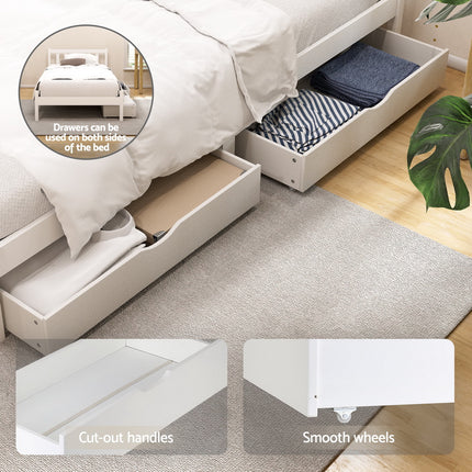 Artiss Bed Frame Single Size Wooden Platform with 2 Storage Drawers White SOFIE.
