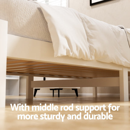 Artiss Bed Frame Single Size Wooden Platform with 2 Storage Drawers White SOFIE.