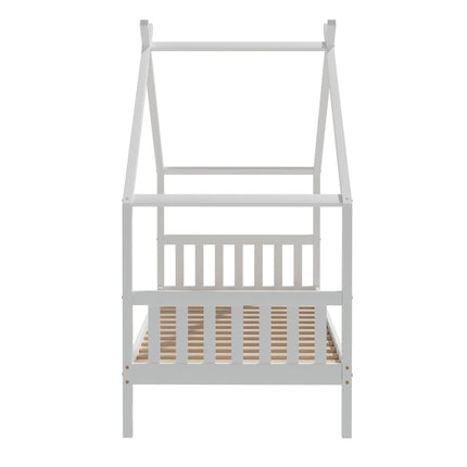 Artiss Bed Frame Wooden Base Kids Single Timber House Beds White.
