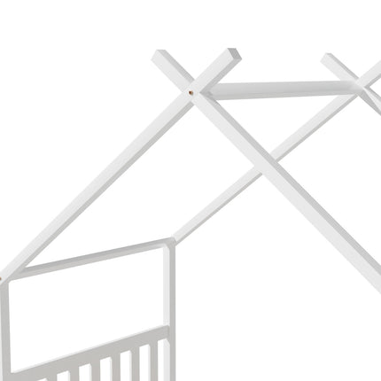 Artiss Bed Frame Wooden Base Kids Single Timber House Beds White.