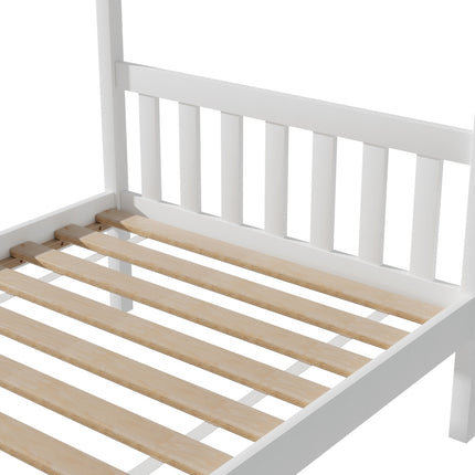 Artiss Bed Frame Wooden Base Kids Single Timber House Beds White.
