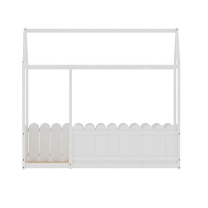 Artiss Bed Frame Wooden Kids House Single Frame White KORI.