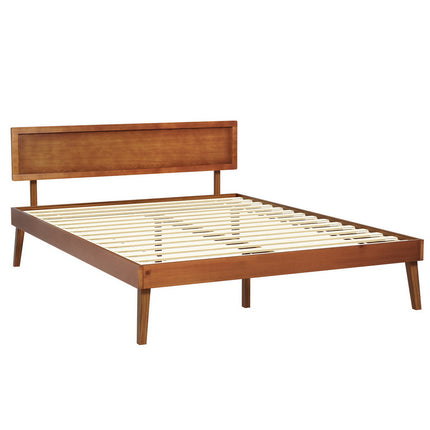Artiss Bed Frame Queen Size Wooden Bed Base Walnut SPLAY.