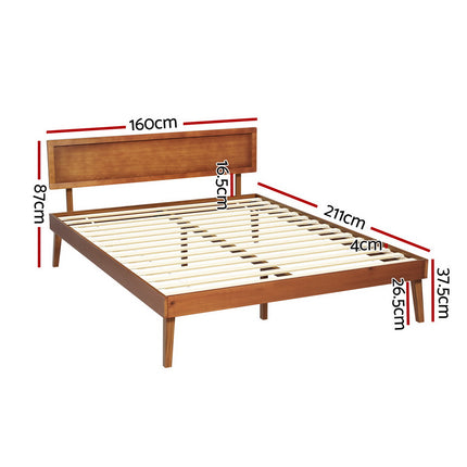Artiss Bed Frame Queen Size Wooden Bed Base Walnut SPLAY.