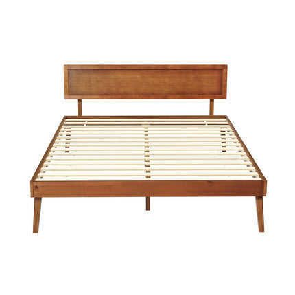 Artiss Bed Frame Queen Size Wooden Bed Base Walnut SPLAY.