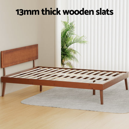 Artiss Bed Frame Queen Size Wooden Bed Base Walnut SPLAY.
