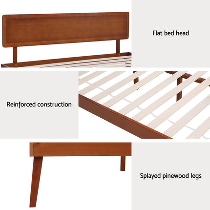 Artiss Bed Frame Queen Size Wooden Bed Base Walnut SPLAY.