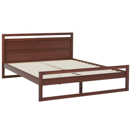 Artiss Bed Frame Double Size Wooden Walnut WITTON.