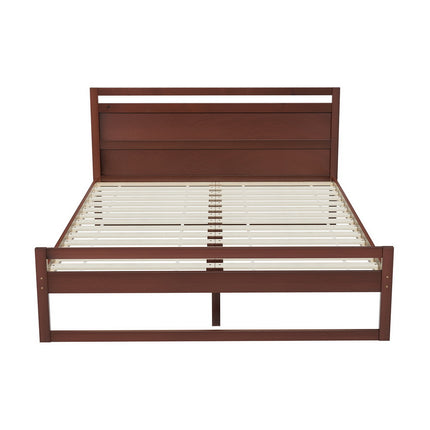 Artiss Bed Frame Double Size Wooden Walnut WITTON.