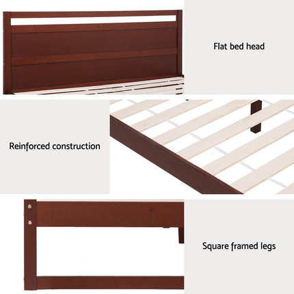 Artiss Bed Frame Queen Size Wooden Walnut WITTON.