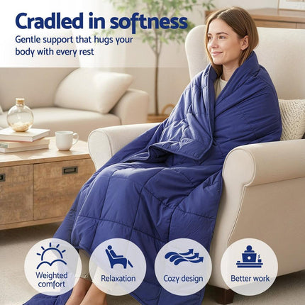 Giselle Bedding Weighted Blanket 6.8kg Kids Adults Heavy Gravity Relax Calm Blue.
