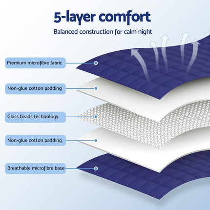 Giselle Bedding Weighted Blanket 6.8kg Kids Adults Heavy Gravity Relax Calm Blue.