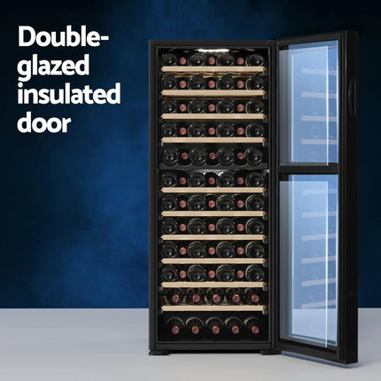 Devanti Wine Fridge Cooler Compressor Dual Zone 80 Bottles.
