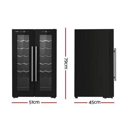 Devanti Wine Fridge Cooler Dual Zone 24 Bottles.