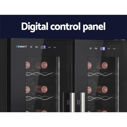 Devanti Wine Fridge Cooler Dual Zone 24 Bottles.