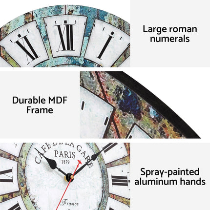 Artiss 40CM Wall Clock Rustic Design.