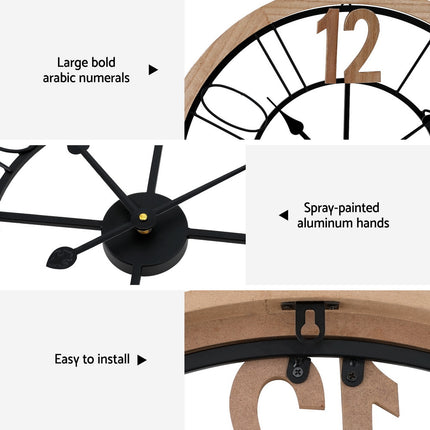 Artiss 60CM Wall Clock Wooden.