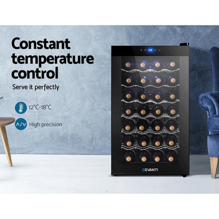 Devanti Wine Fridge Cooler 28 Bottles.