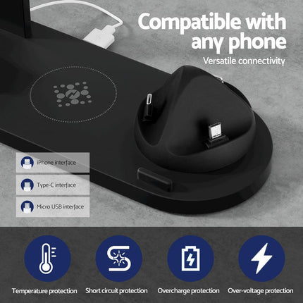 Devanti 4 in 1 Wireless Charger Multi-function Station for Phone Airpod iWatch 15W.