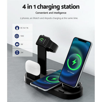 Devanti 4-in-1 Wireless Charger Dock Multi-function Charging Station for Phone.