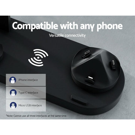 Devanti 4-in-1 Wireless Charger Dock Multi-function Charging Station for Phone.