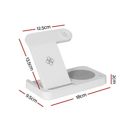 Devanti 4-in-1 Wireless Charger Dock Fast Charging for Phone White.