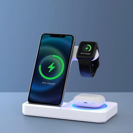 Devanti 4-in-1 Wireless Charger Dock Fast Charging for Phone White.