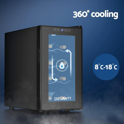 Devanti Wine Fridge Cooler 8 Bottles.