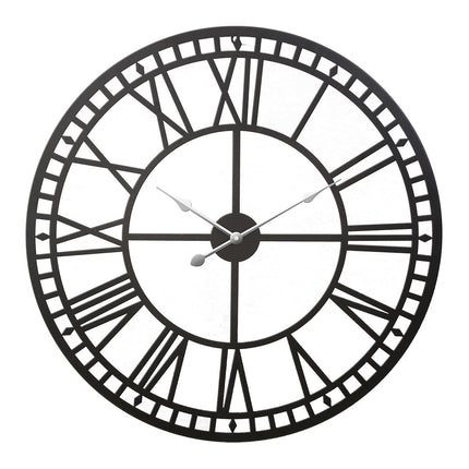 Artiss 60cm Wall Clock Large Roman Numerals Metal Black.