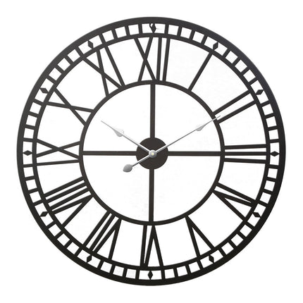 Artiss 80cm Wall Clock Large Roman Numerals Metal Black.