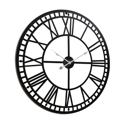 Artiss 80cm Wall Clock Large Roman Numerals Metal Black.