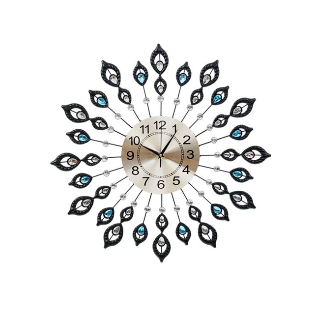 Artiss 60cm Wall Clock Large 3D Peacock Crystal Silver.