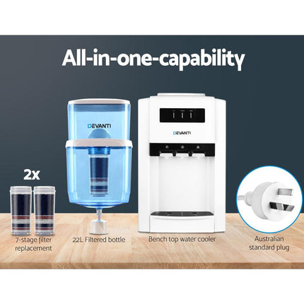 Devanti Water Cooler Dispenser Bench Top 22L w/2 Filter.
