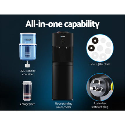 Devanti Water Cooler Dispenser Stand 22L Bottle Black.